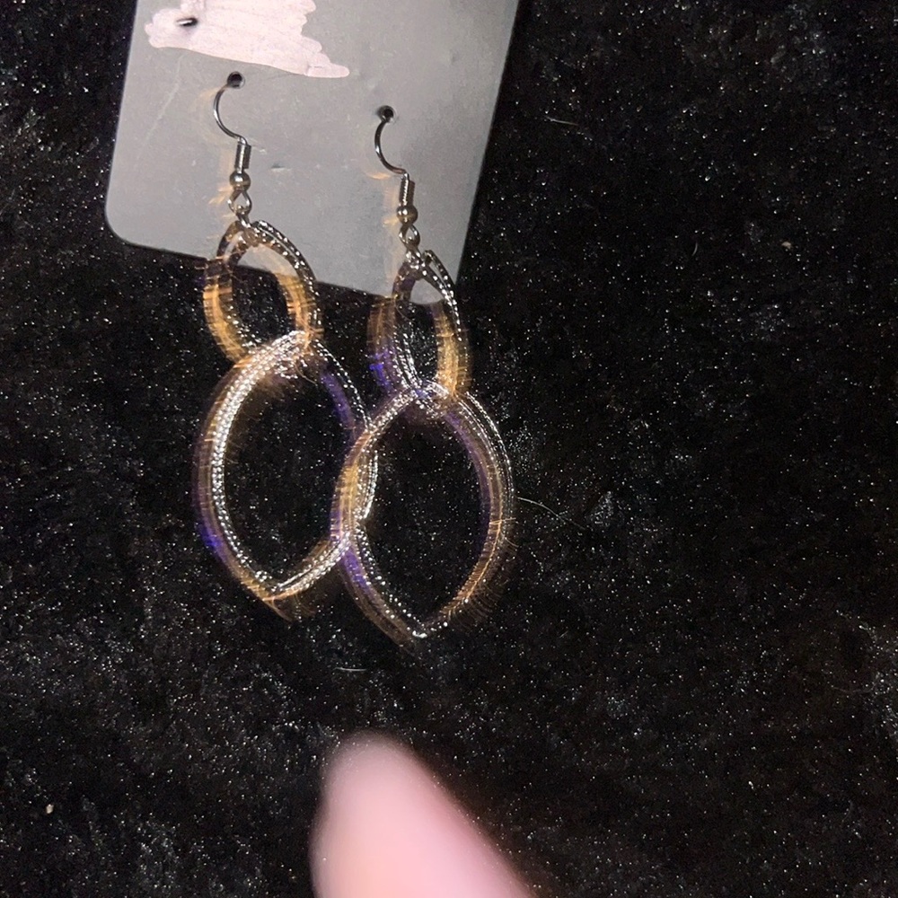 Gold and Silver Teardrop Earrings with Iridescent Finish